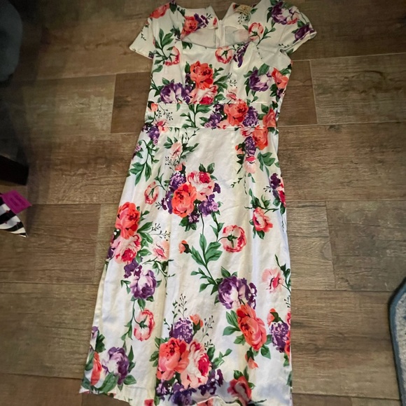 Super cute vintage style floral midi dress fitted - Picture 1 of 4